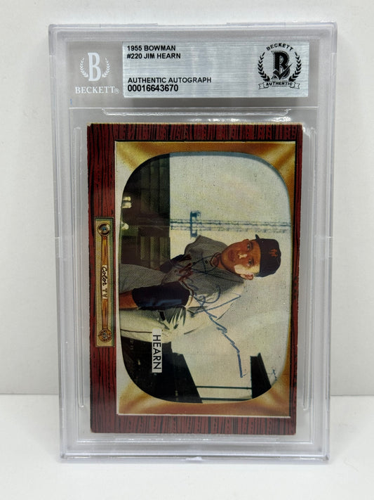 1955 Bowman Jim Hearn #220 Auto Beckett Authentic Deceased in 1998