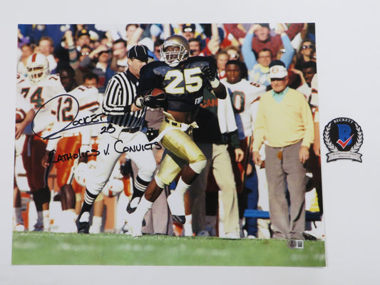 RAGHIB Rocket ISMAIL Notre Dame vs Miami SIGNED 16x20 Catholics v Convicts BAS