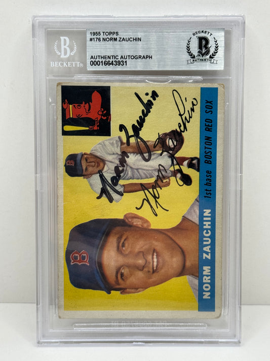 1955 Topps  Norm Zauchin #176 Auto Beckett Authentic Deceased in 1999