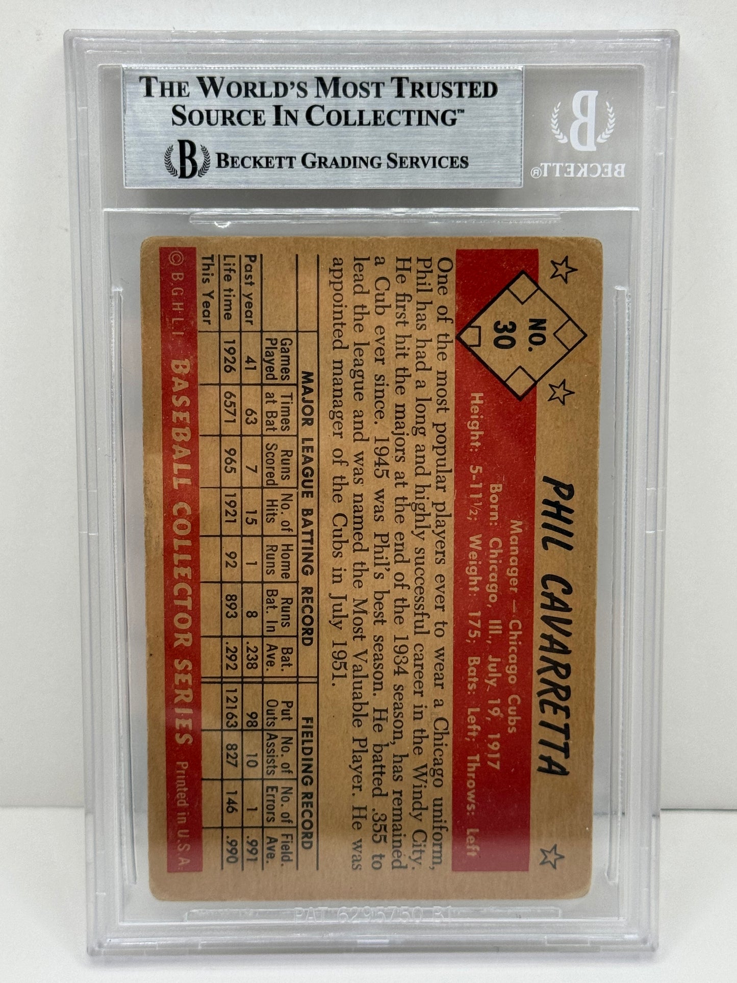 1953 Bowman Color Phil Cavarretta Auto #30 Beckett Authentic Deceased in 2010