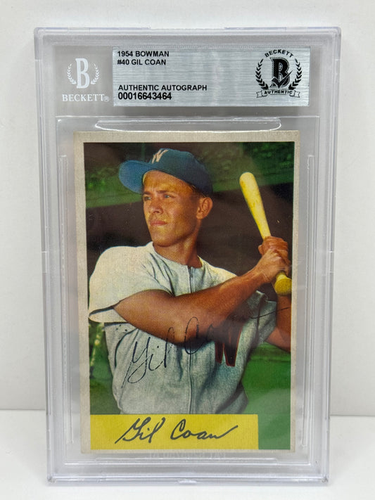 1954 Bowman Gil Coan #40 Auto Beckett Authentic Deceased in 2020