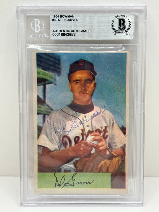 1954 Bowman Ned Garver #39 Auto Beckett Authentic Deceased in 2017