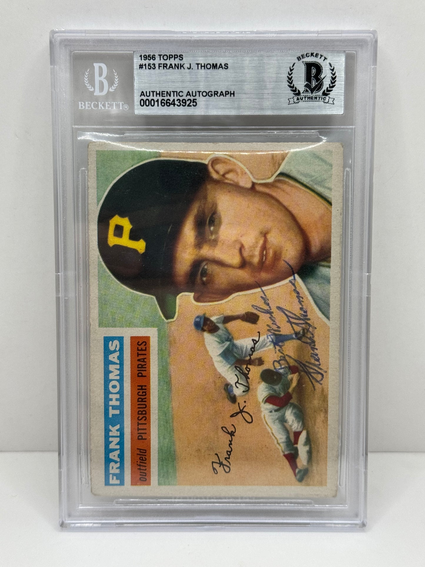 1956 Topps Frank J Thomas #153 Beckett Authentic Auto Deceased in 2023