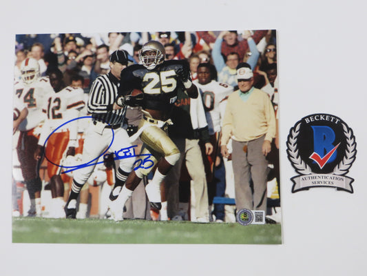 RAGHIB ROCKET ISMAIL SIGNED 8x10 NOTRE DAME IRISH vs MIAMI PHOTO BAS COA