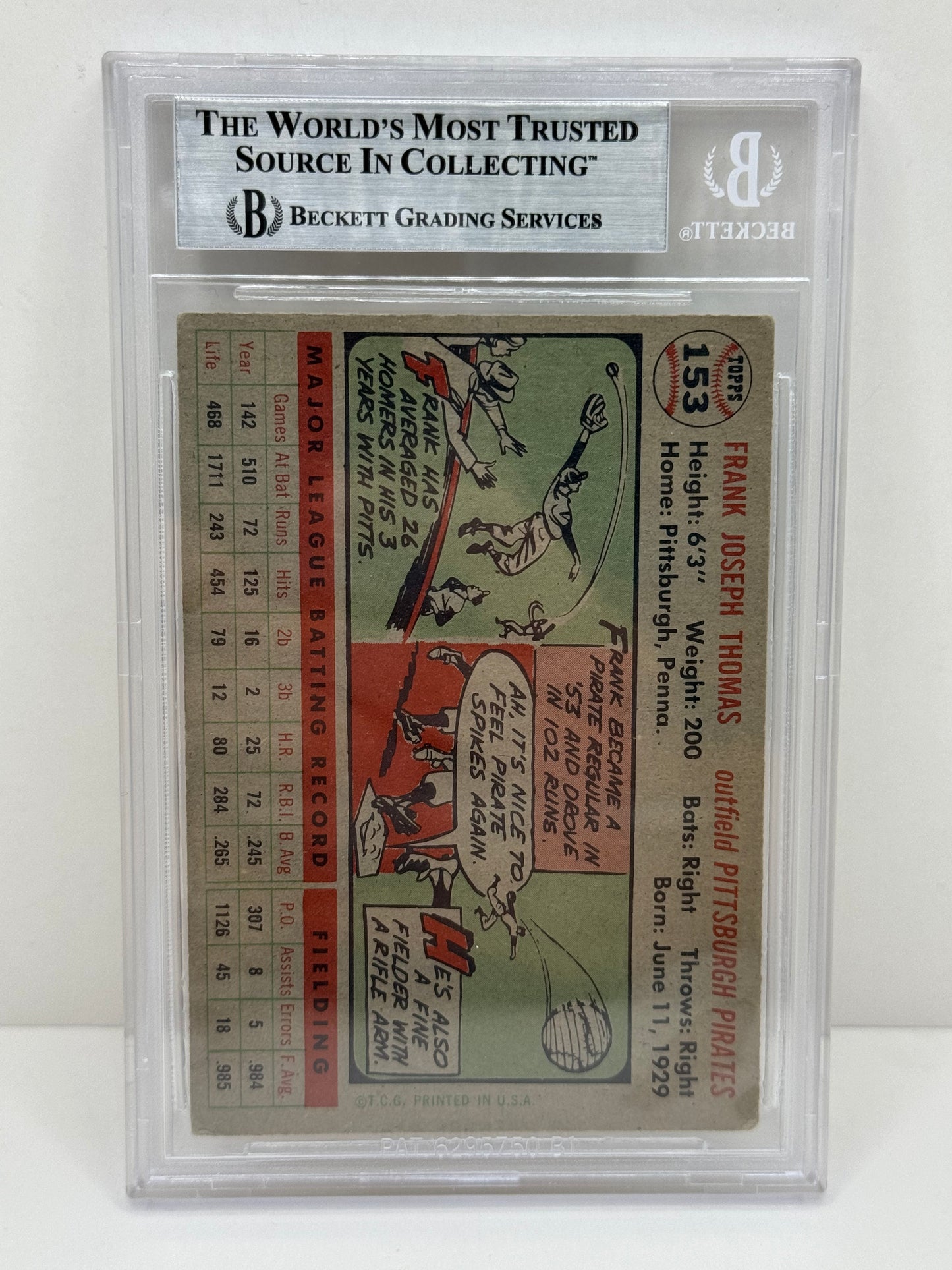 1956 Topps Frank J Thomas #153 Beckett Authentic Auto Deceased in 2023