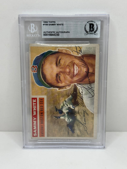 1956 Topps Sammy White #168 Auto Beckett Authentic Deceased In 1991