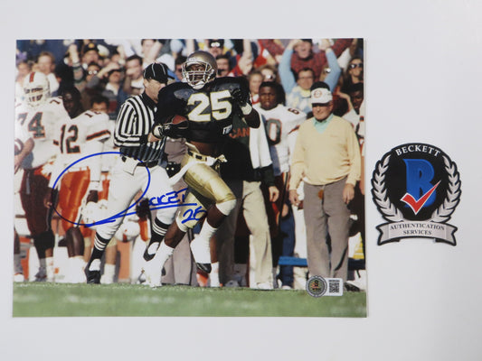 RAGHIB ROCKET ISMAIL SIGNED 8x10 NOTRE DAME IRISH vs MIAMI PHOTO BAS COA