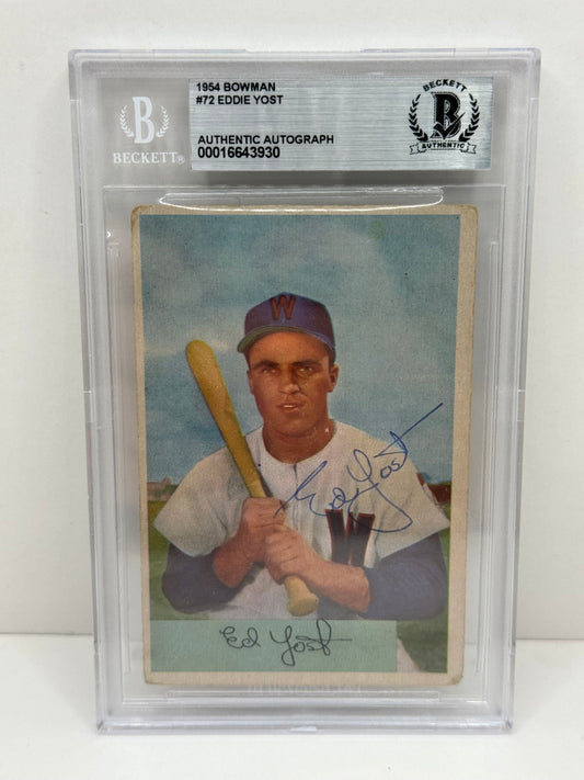 1954 Bowman Eddie Yost #72 Auto Beckett Authentic Deceased in 2012