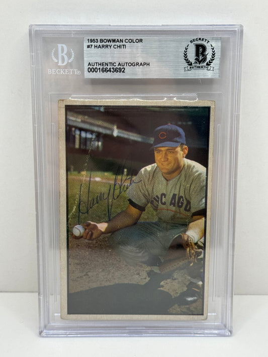 1953 Bowman Color Harry Chiti Auto Beckett Authentic Deceased in 2002