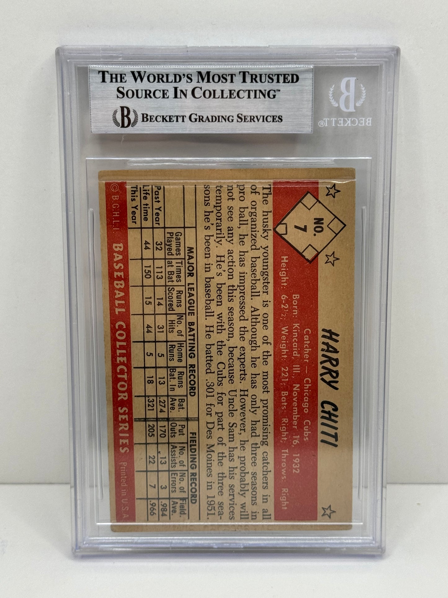 1953 Bowman Color Harry Chiti Auto Beckett Authentic Deceased in 2002