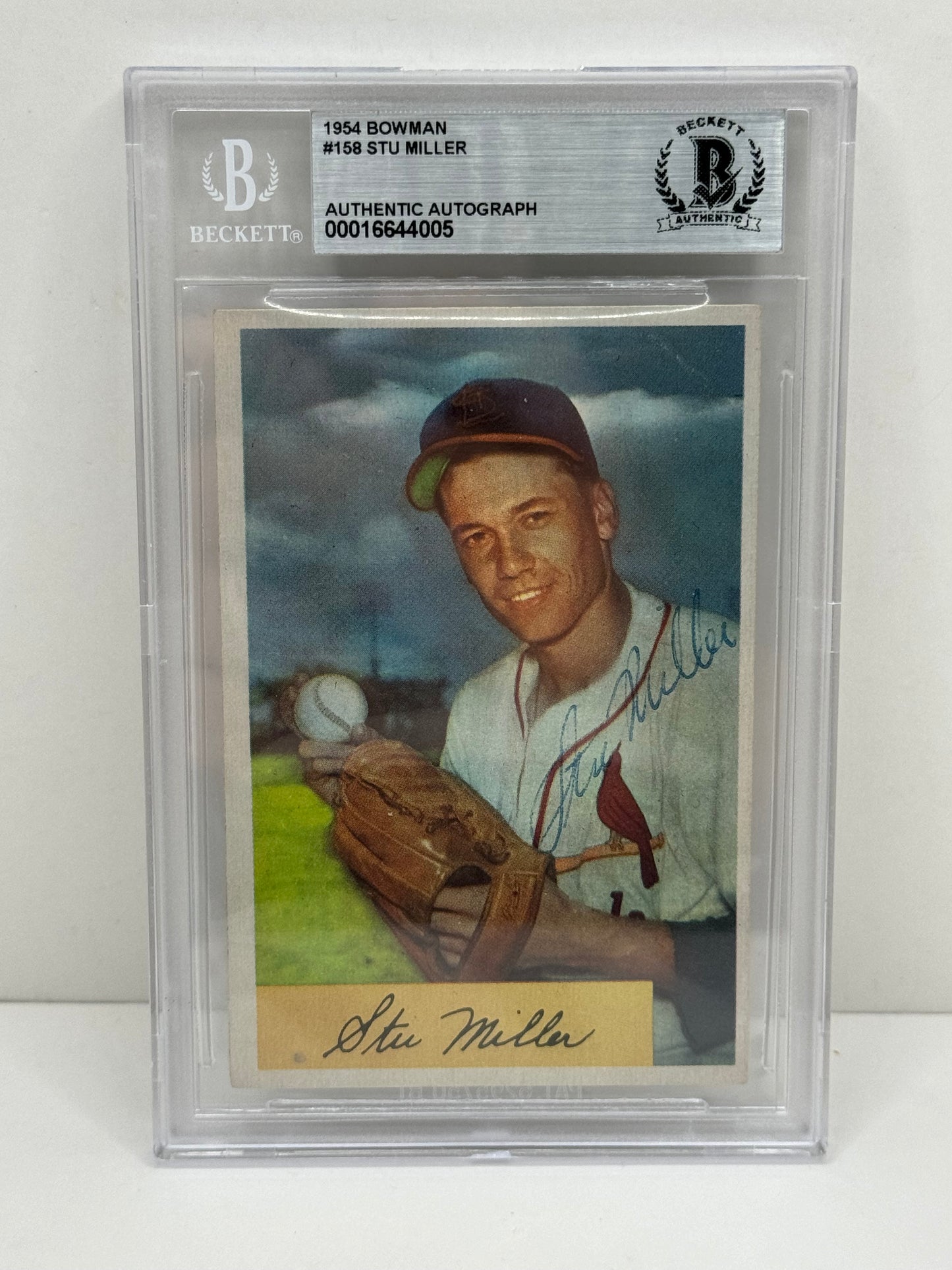 1954 Bowman Stu Miller #158 Auto Beckett Authentic Deceased In 2015