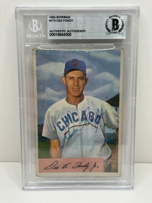 1954 Bowman Dee Fondy #173 Auto Beckett Authentic Deceased In 1999