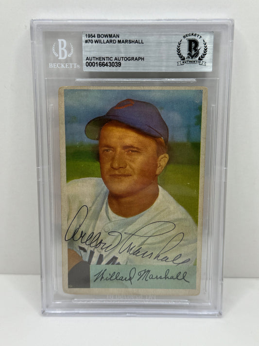 1954 Bowman Willard Marshall #70 Auto Beckett Authentic Deceased in 2000