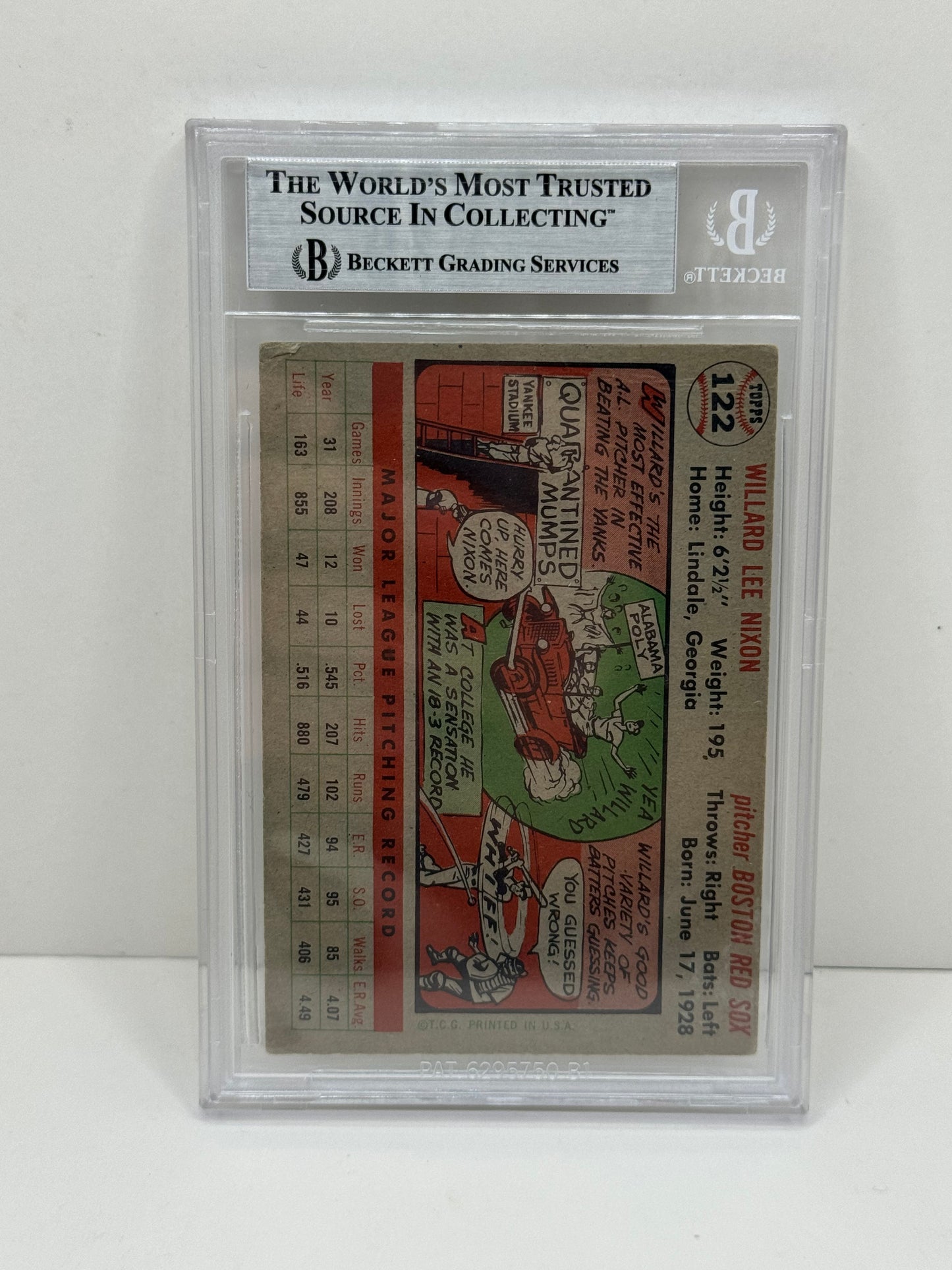 1956 Topps Willard Nixon #122 Auto Beckett Authentic Deceased in 2000