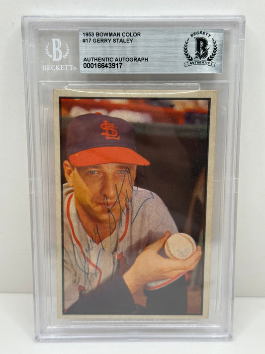 1953 Bowman Color Gerry Staley #17 Auto Beckett Authentic Deceased in 2008