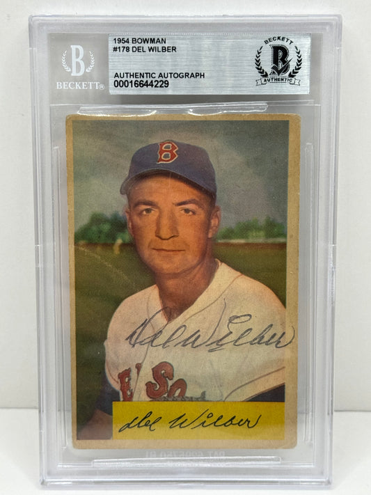 1954 Bowman Del Wilber #178 Auto Beckett Authentic Deceased in 2002
