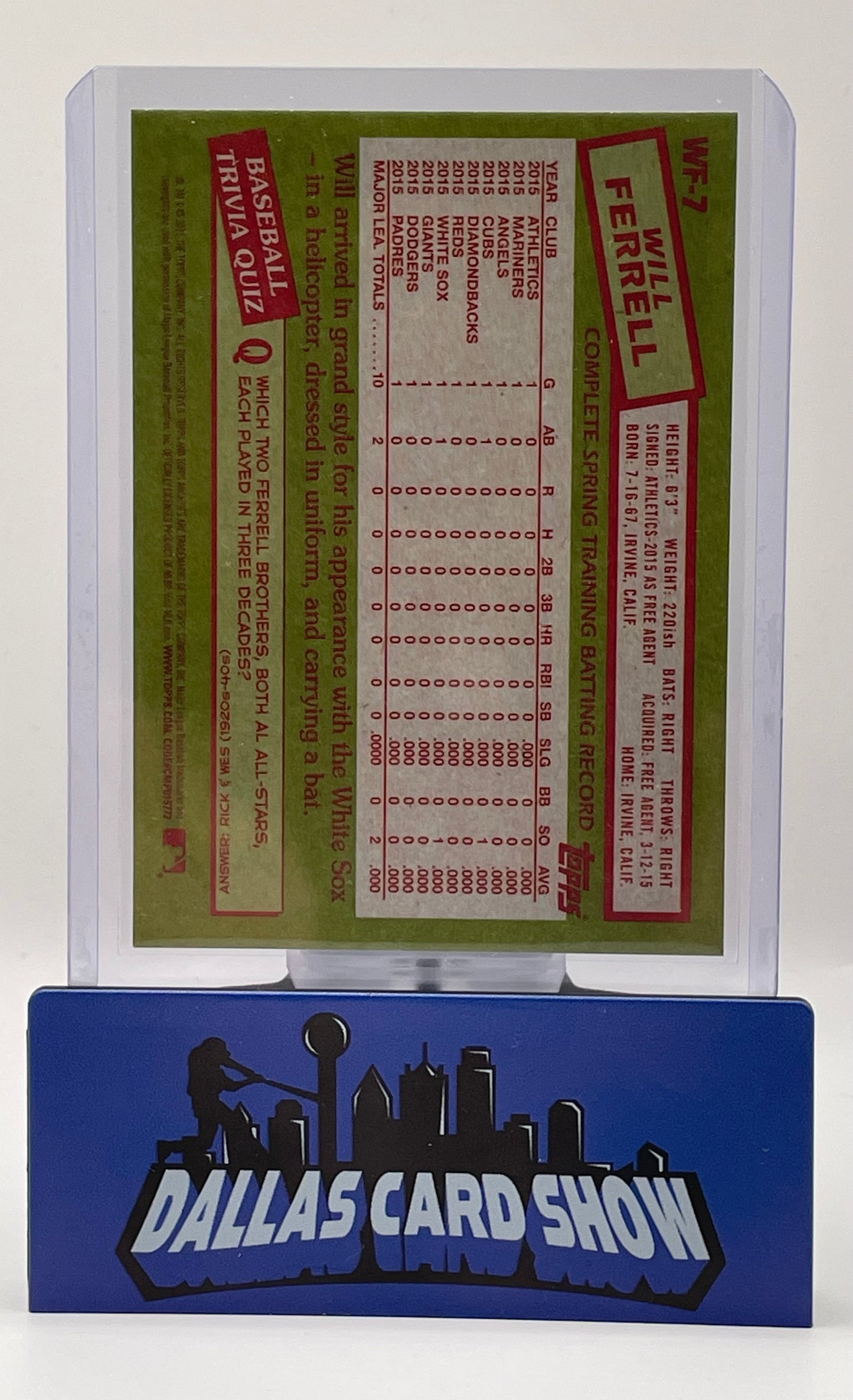 2015 Topps Archives Will Ferrell White Sox SP #WF-7