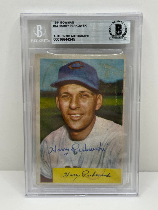 1954 Bowman Harry Perkowski #44 Auto Beckett Authentic Deceased in 2016