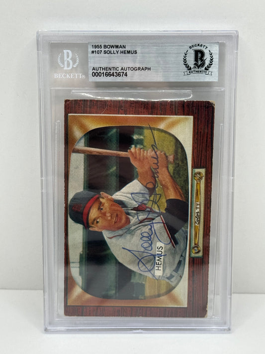 1955 Bowman Solly Hemus #107 Auto Beckett Authentic Deceased in 2017
