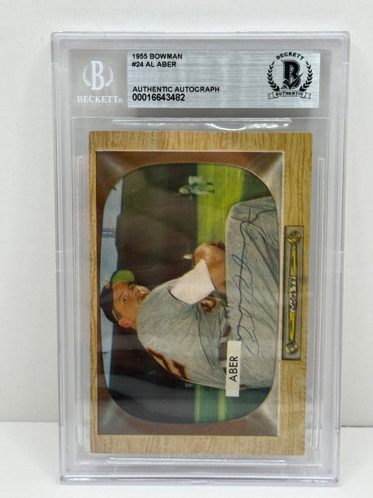 1955 Bowman Al Aber #24 Auto Beckett Authentic Deceased In 1993
