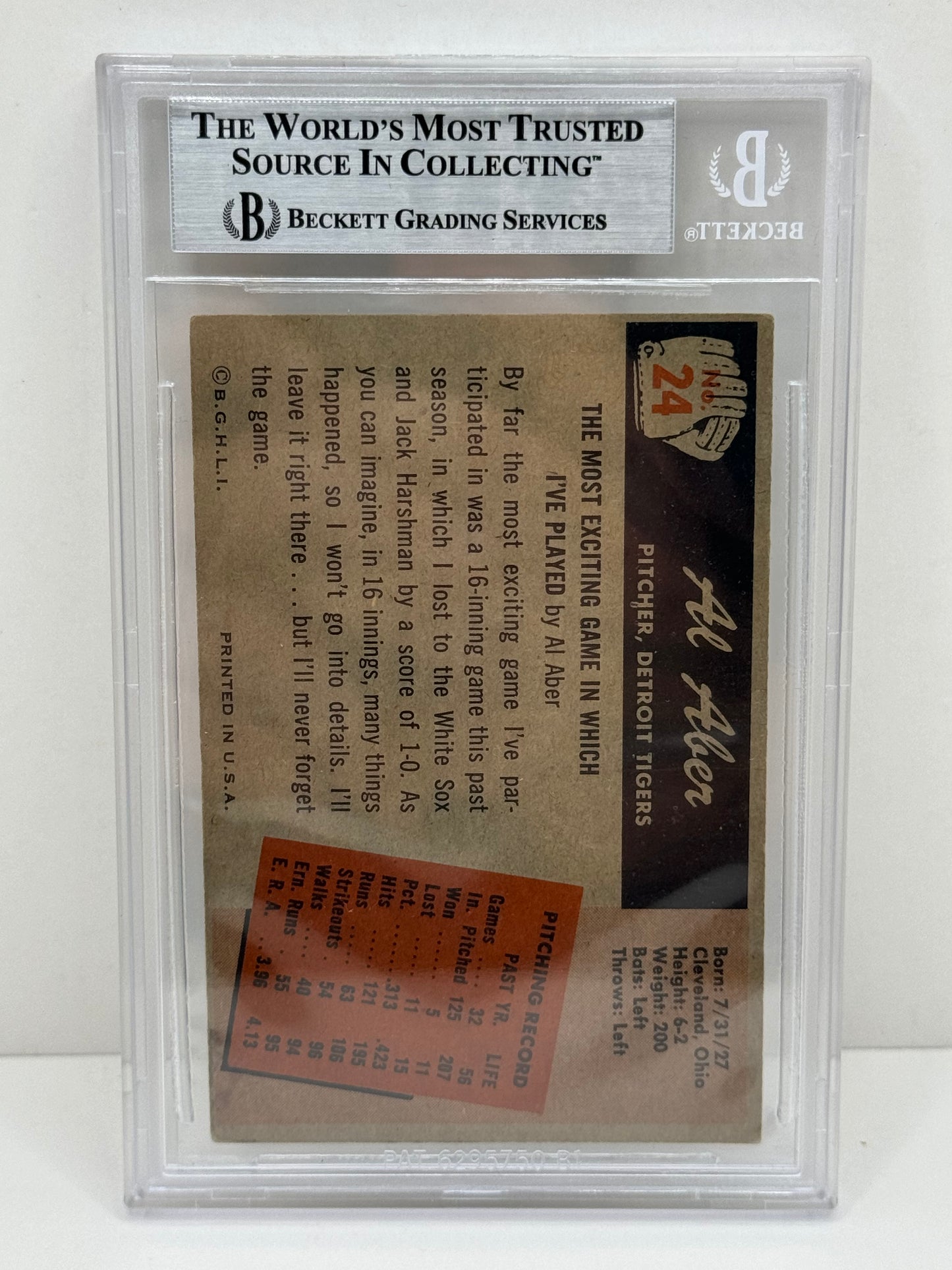 1955 Bowman Al Aber #24 Auto Beckett Authentic Deceased In 1993