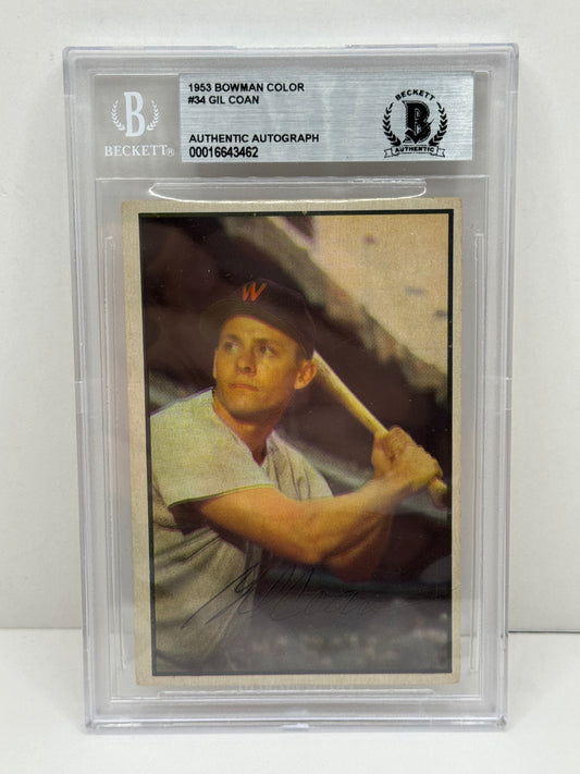 1953 Bowman Color Gil Coan #34 Auto Beckett Authentic Deceased in 2020