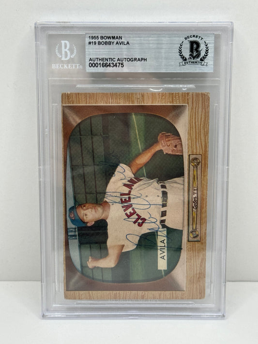1955 Bowman Bobby Avila #19 Auto Beckett Authentic Deceased in 2004