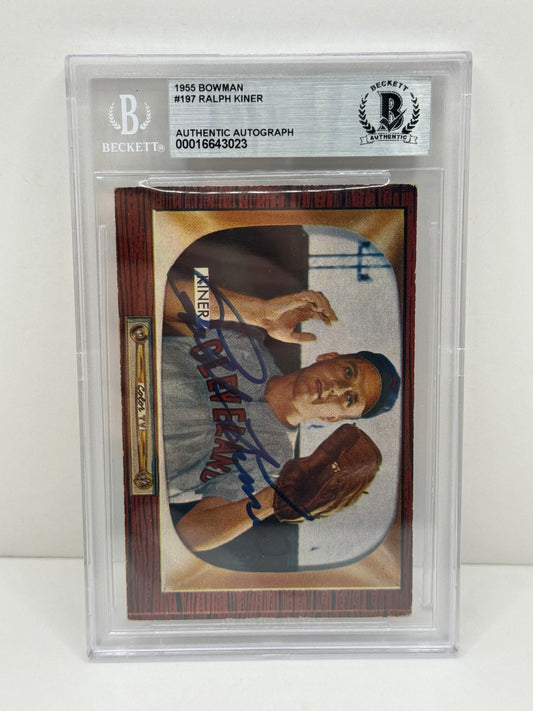 1955 Bowman Ralph Kiner #197 Auto Beckett Authentic Deceased in 2014