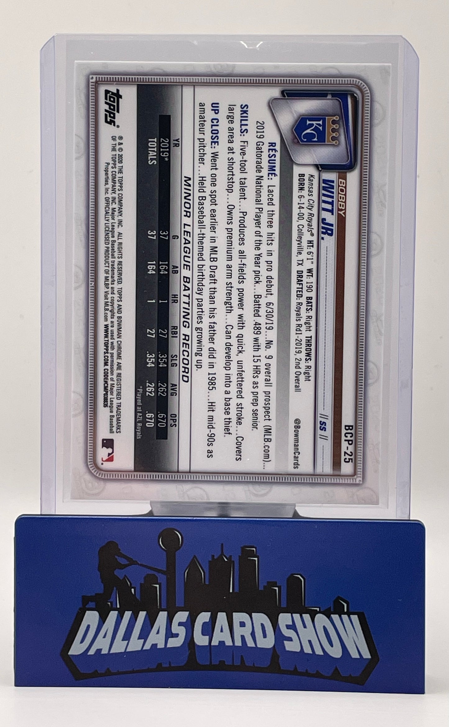 2020 Bowman Chrome #BCP-25 Bobby Witt Jr. Mega Box Refractor 1st Bowman
