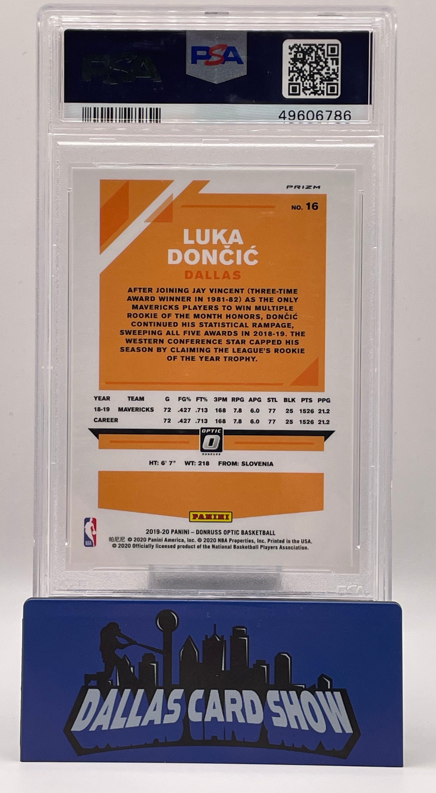 2019 Panini Optic #16 Luka Doncic Fanatics PSA 9