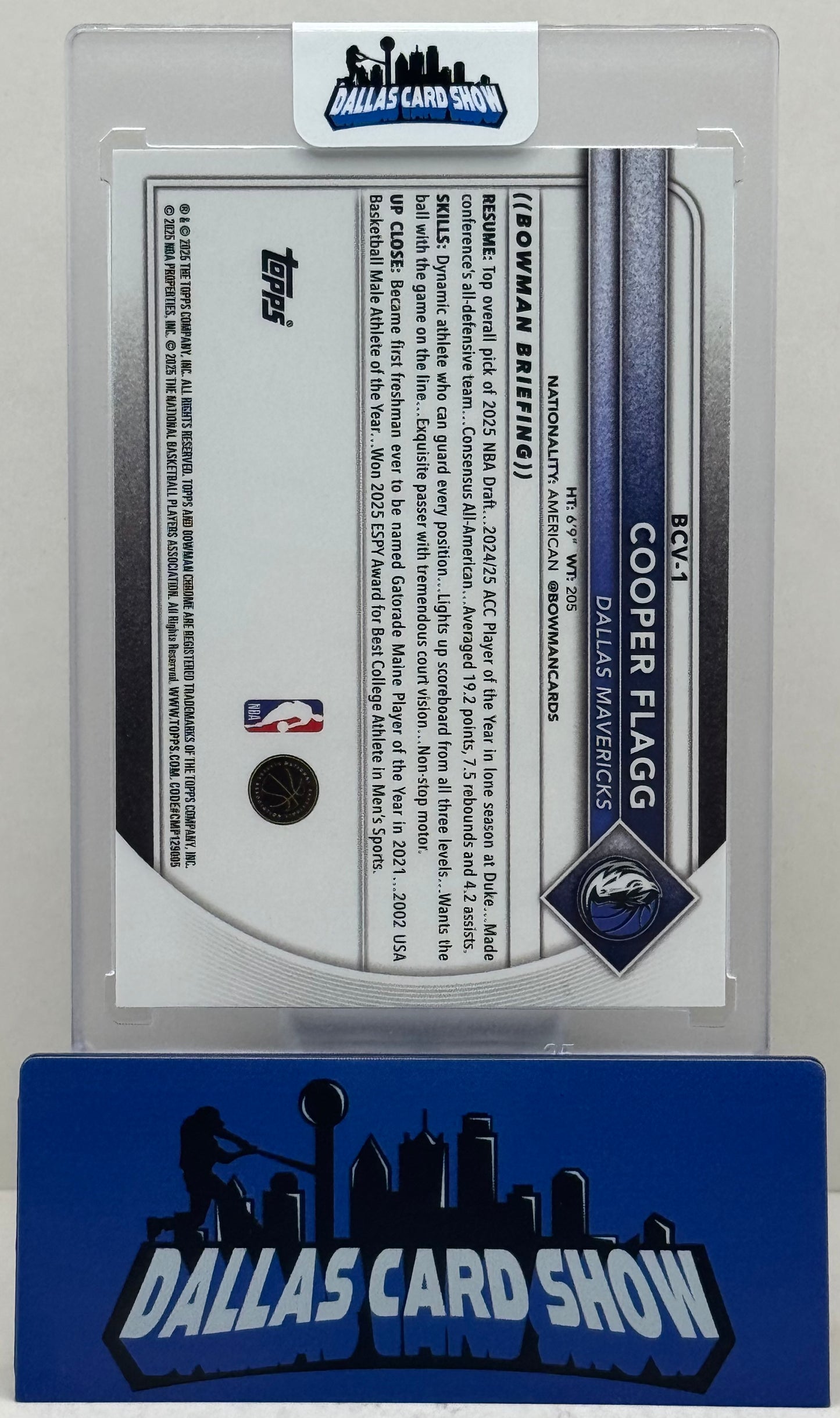 2025-26 Bowman Chrome Sapphire #BCV-1 Cooper Flagg Rookie RC
