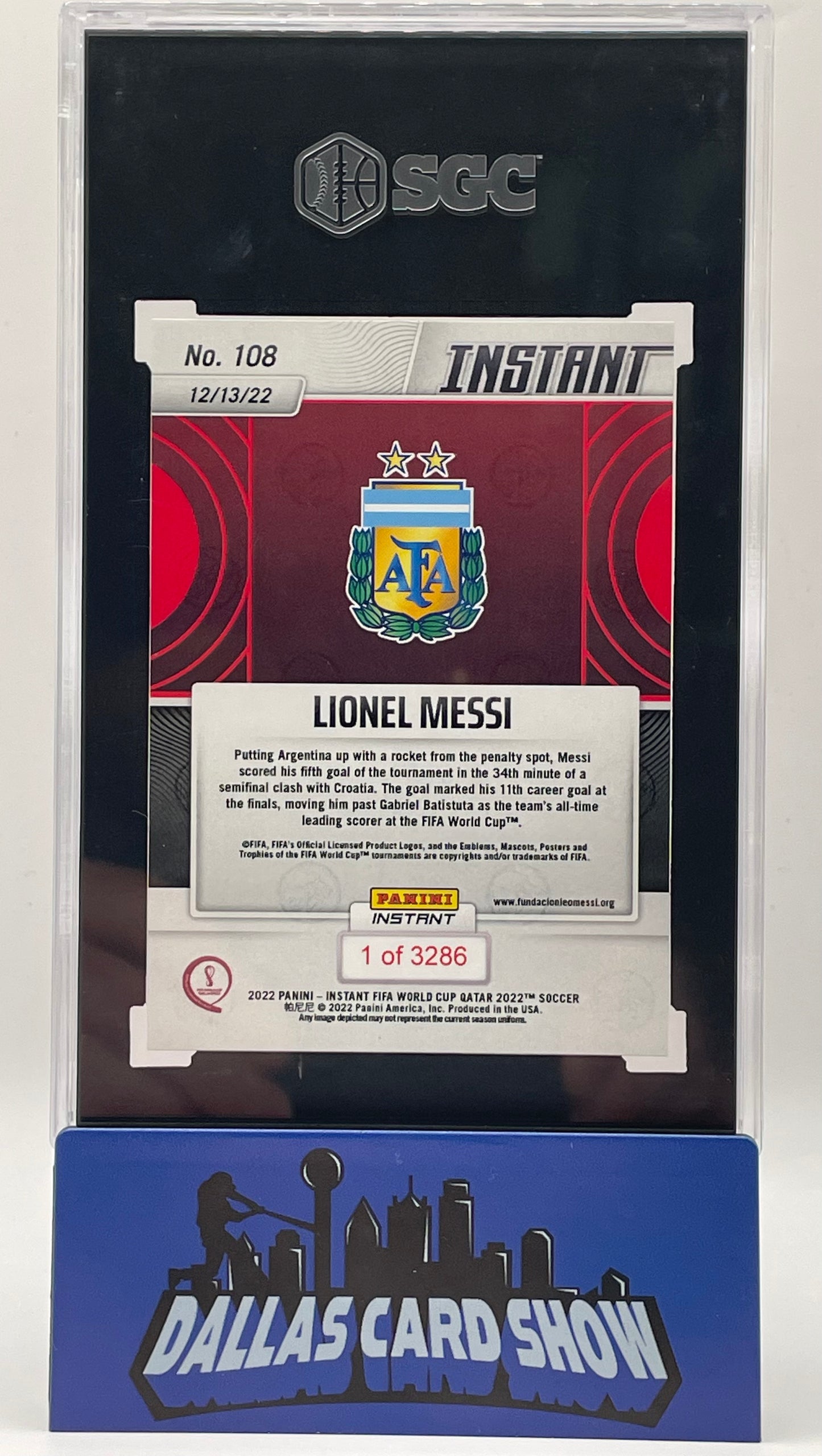 2022 Panini Instant World Cup #108 Lionel Messi SGC 9.5