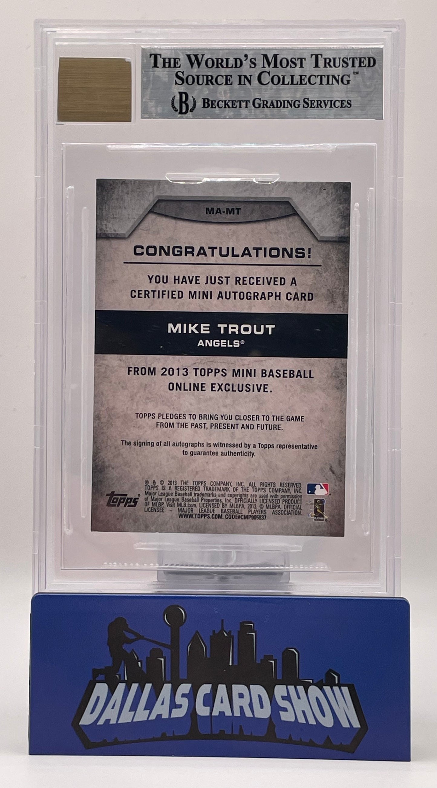 2013 Topps Mini #MT Mike Trout Autographs BGS 9 Autograph 10