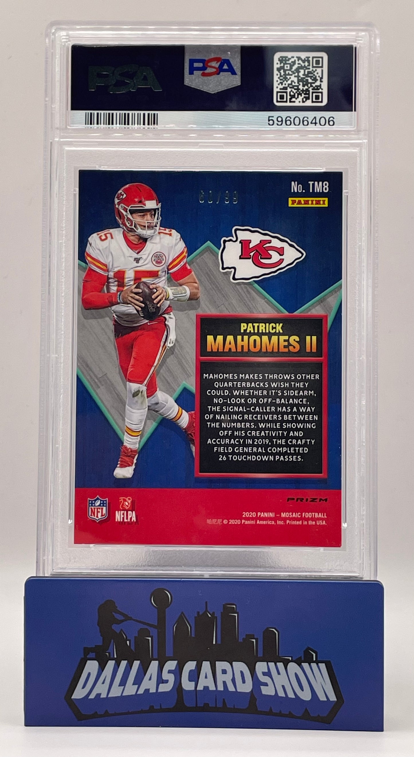 2020 Panini Mosaic #TM8 Patrick Mahomes Touchdown Masters Blue Reactive /99 PSA 9