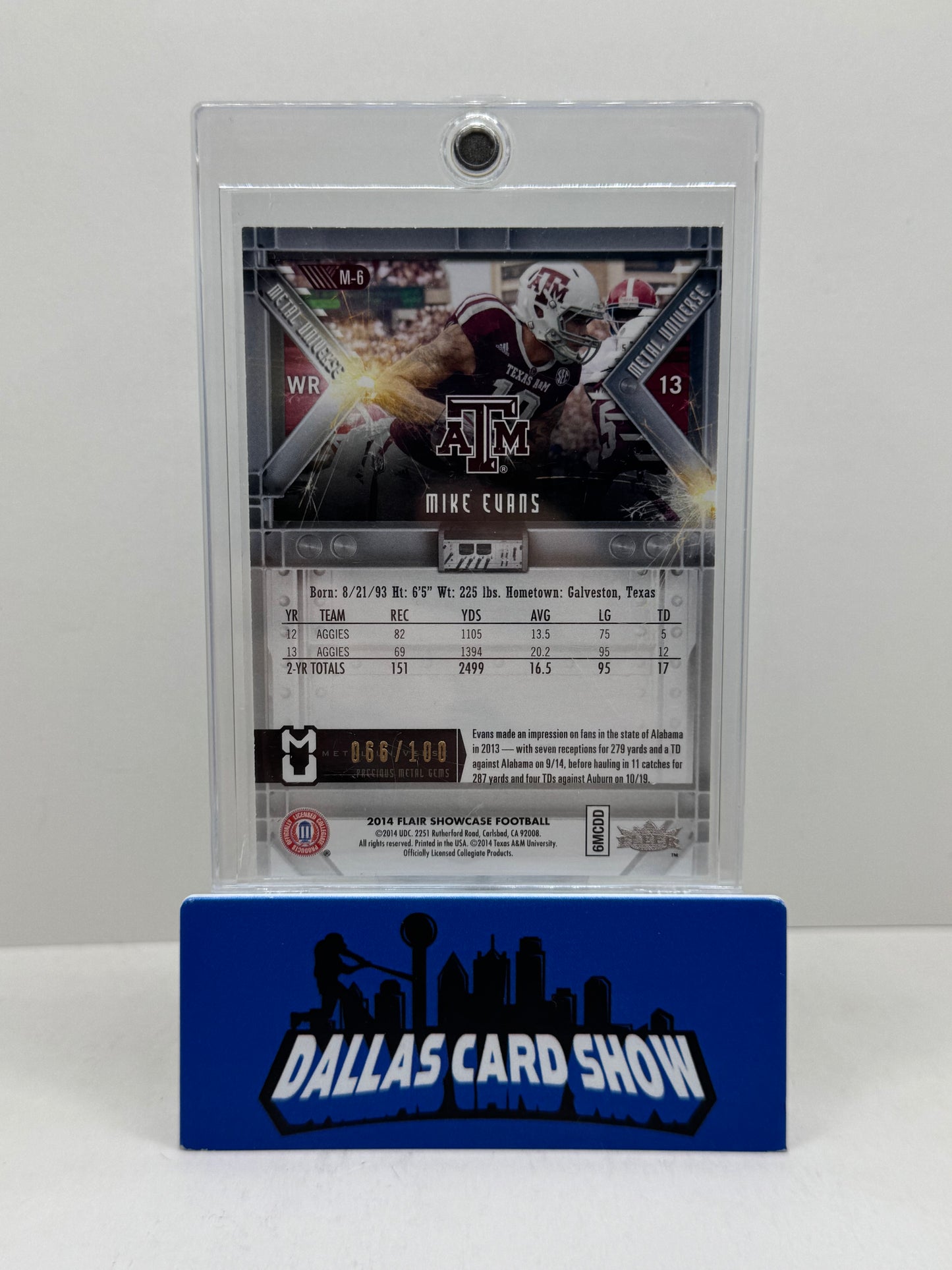 2014 Flair Showcase Precious Metal Gems Teal #13 Mike Evans Rookie /100 Texas A&M