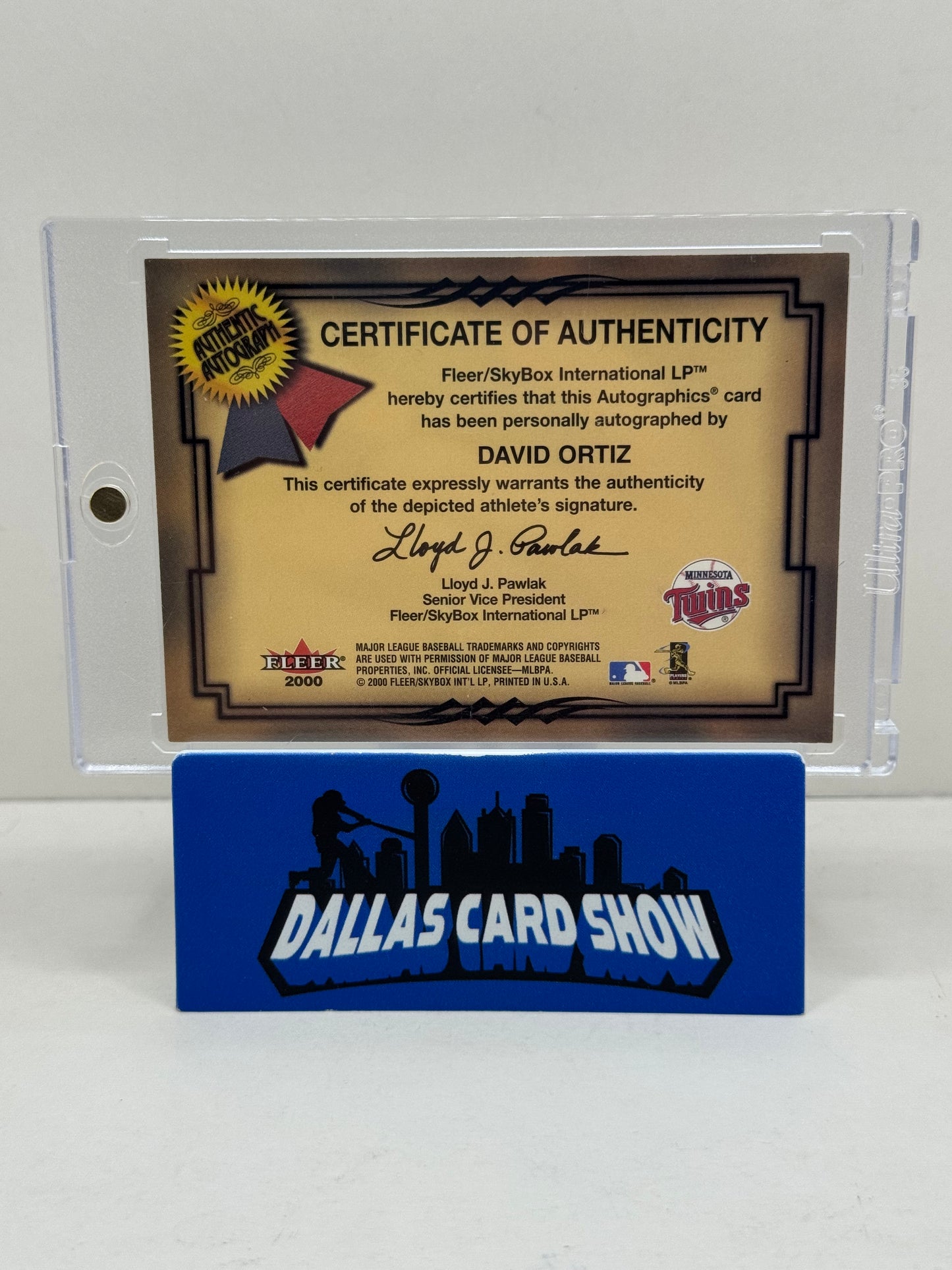 2001 Fleer Premium David Ortiz Autographics /250 Auto Minnesota Twins NNO