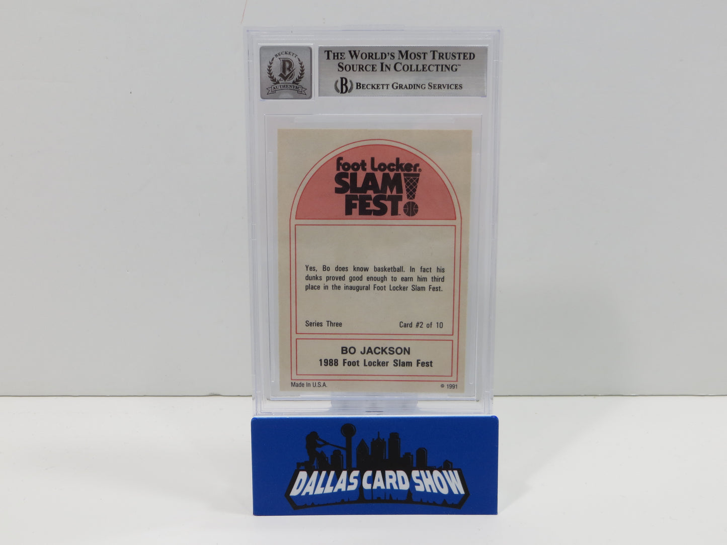 BO JACKSON SIGNED 1991 Foot Locker Slam Fest #3-2 BGS BAS SLAB AUTO 10