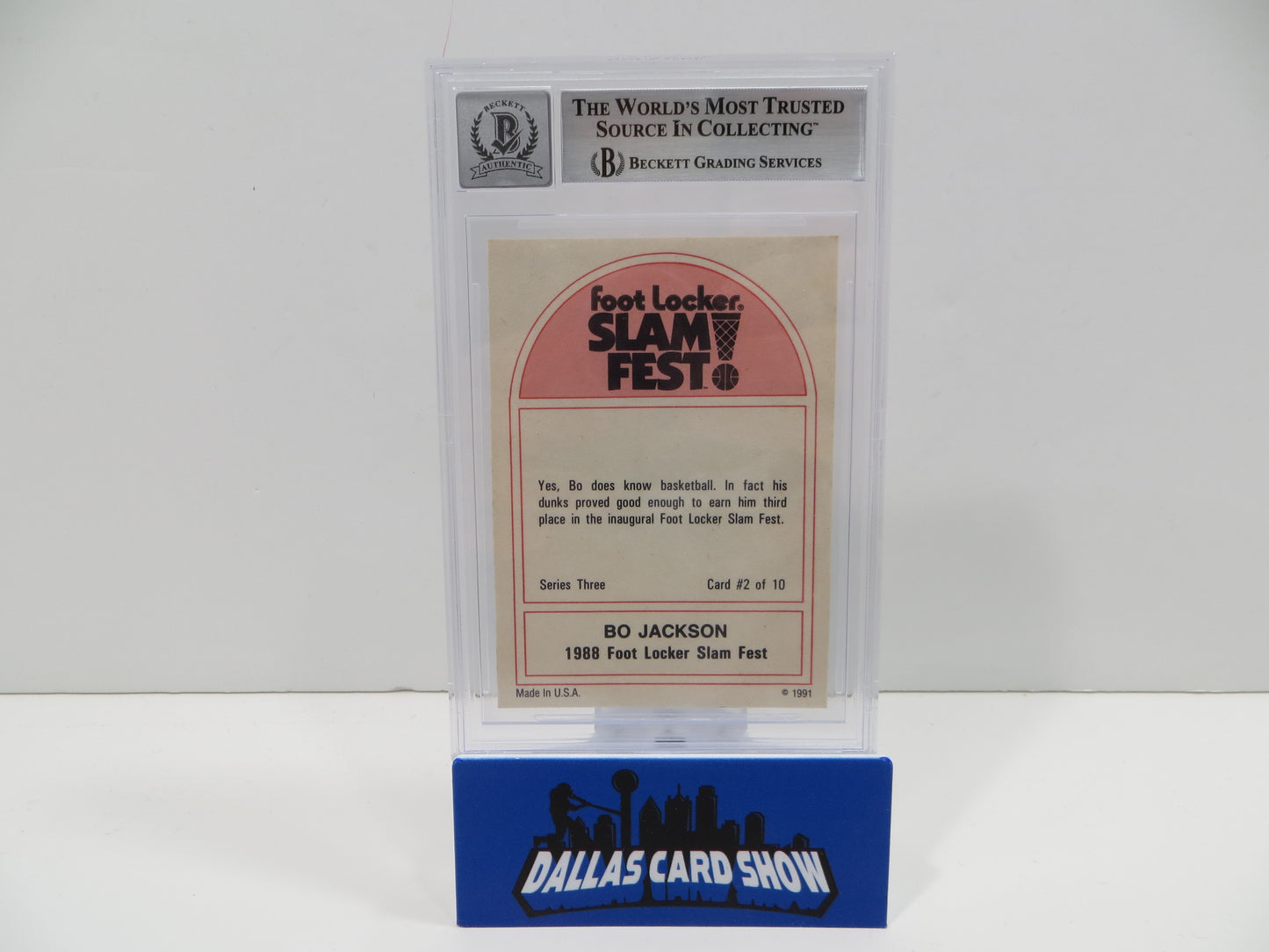 BO JACKSON SIGNED 1991 Foot Locker Slam Fest #3-2 BGS BAS SLAB AUTO 10