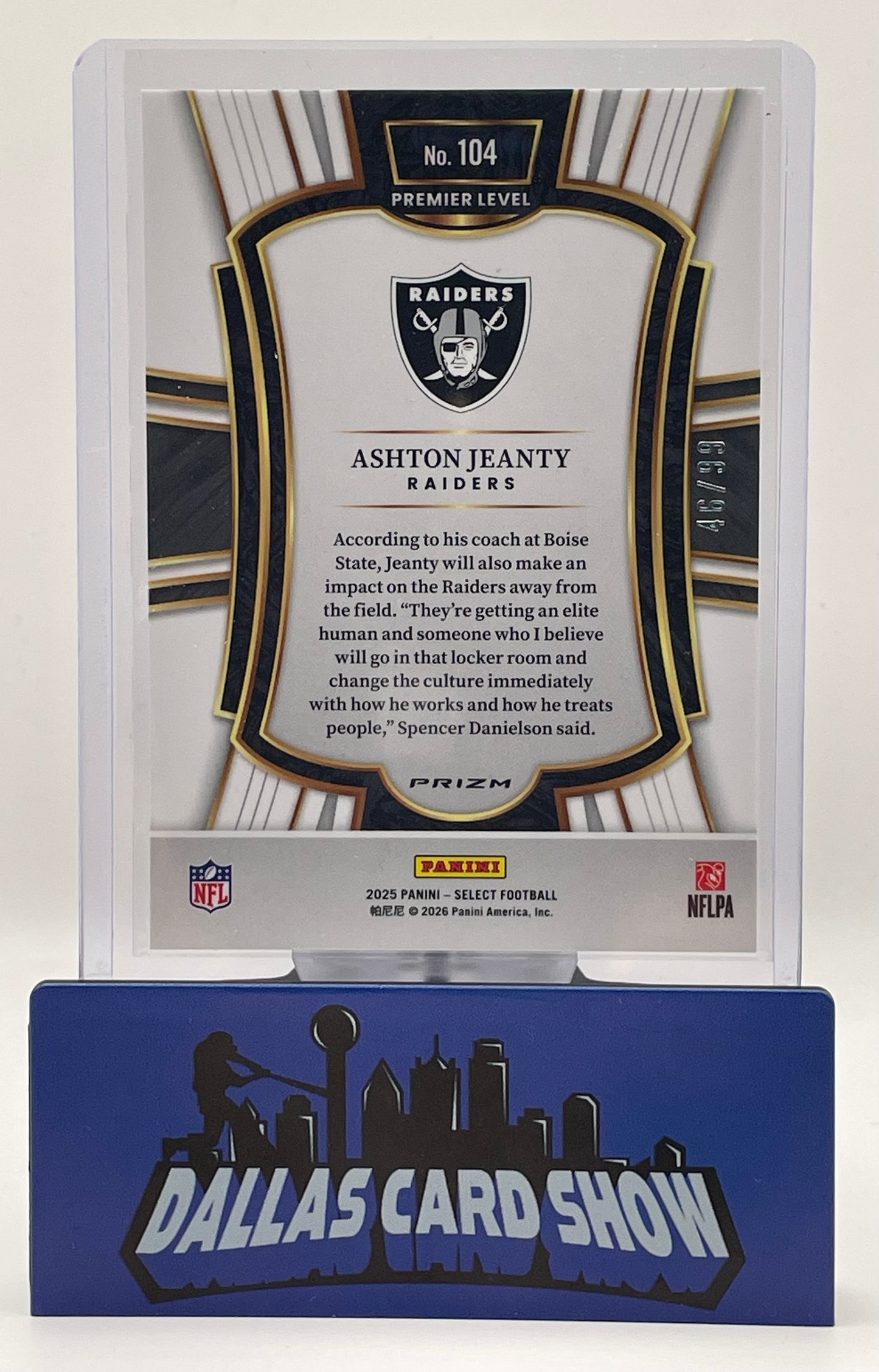 2025 Panini Select #104 Ashton Jeanty Blue Rookie RC /99