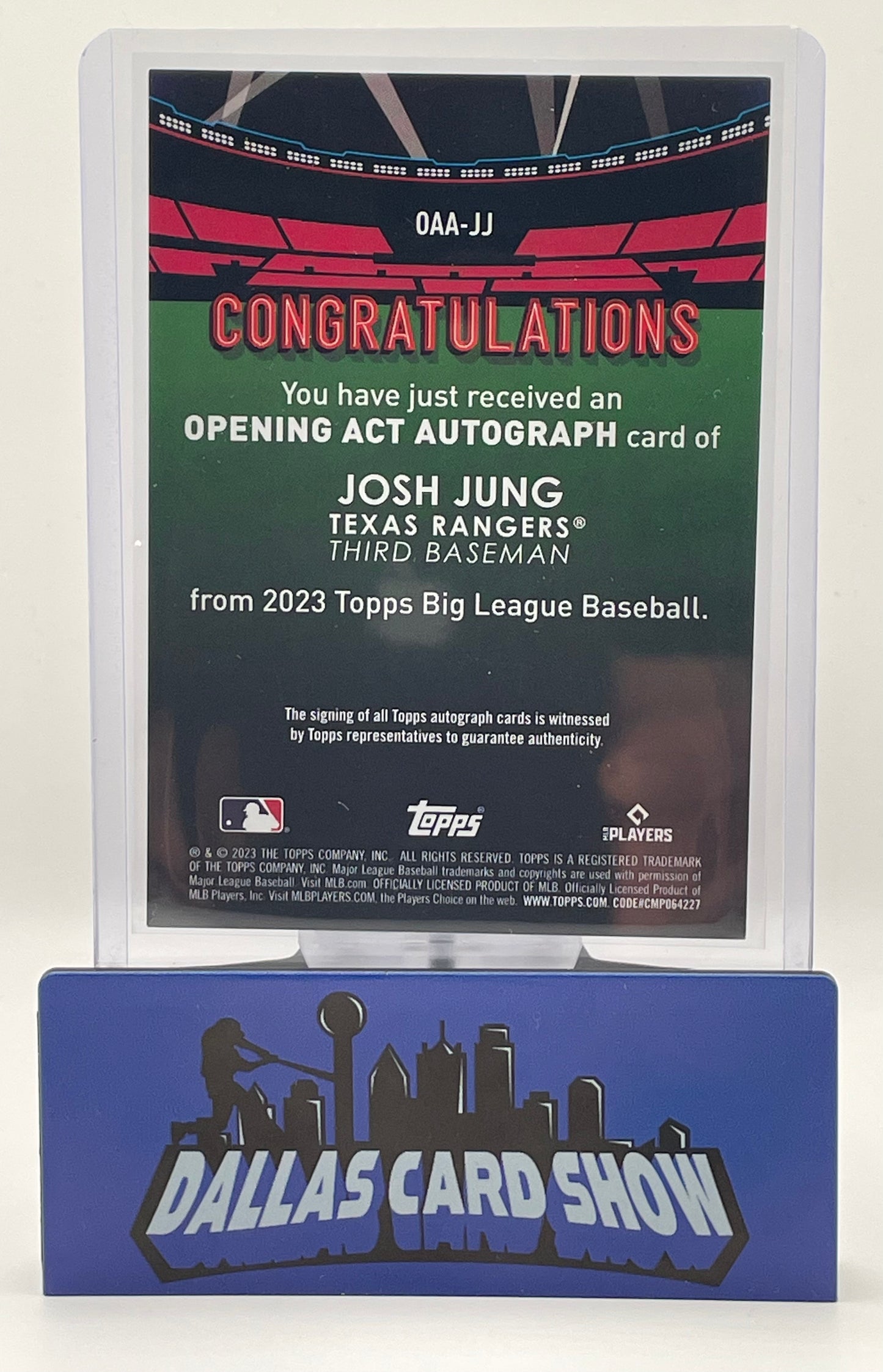 2023 Big League #OAA-JJ Josh Jung Opening Act Autograph