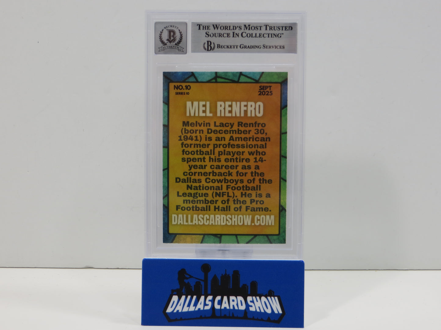 MEL RENFRO DALLAS COWBOYS SIGNED 2025 Sept Dallas Card Show BGS BAS SLAB AUTO 10