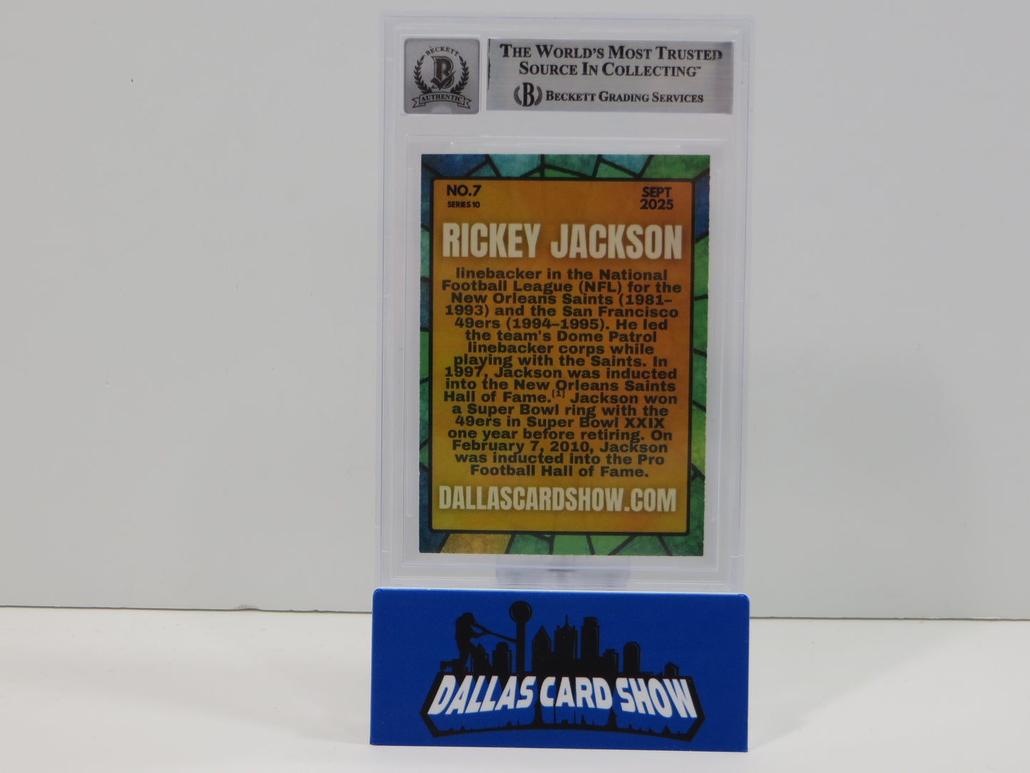 RICKEY JACKSON NEW ORLEANS SAINTS SIGNED 2025 Sept Dallas Card Show BGS BAS SLAB AUTO 10