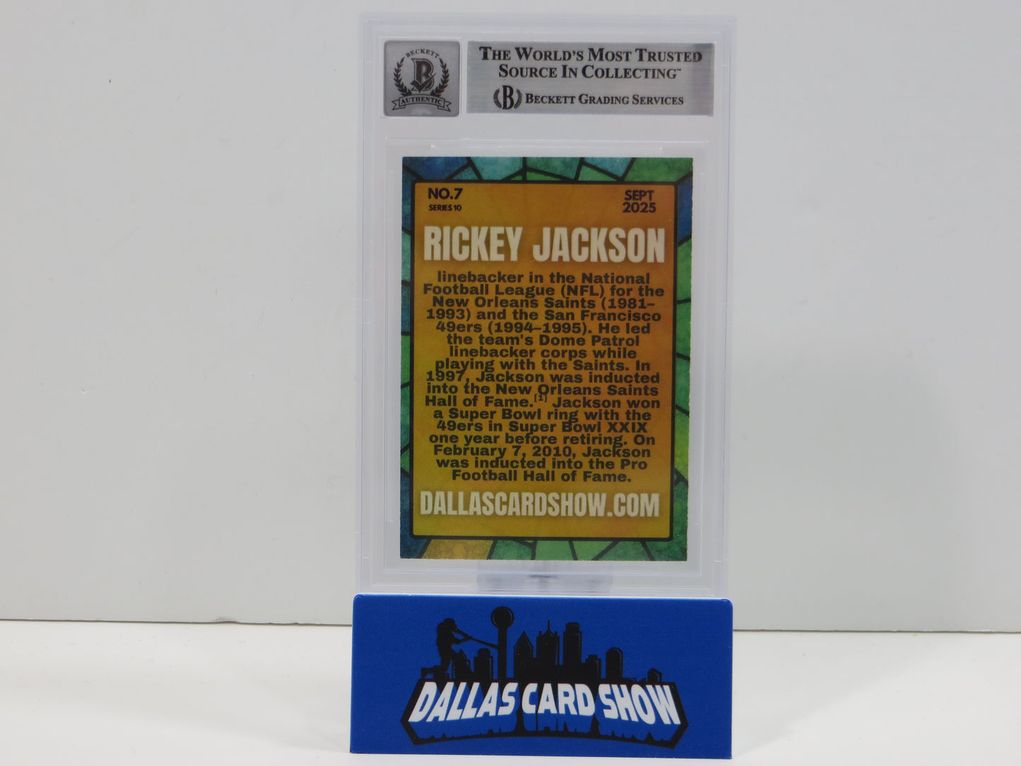 RICKEY JACKSON NEW ORLEANS SAINTS SIGNED 2025 Sept Dallas Card Show BGS BAS SLAB AUTO 10