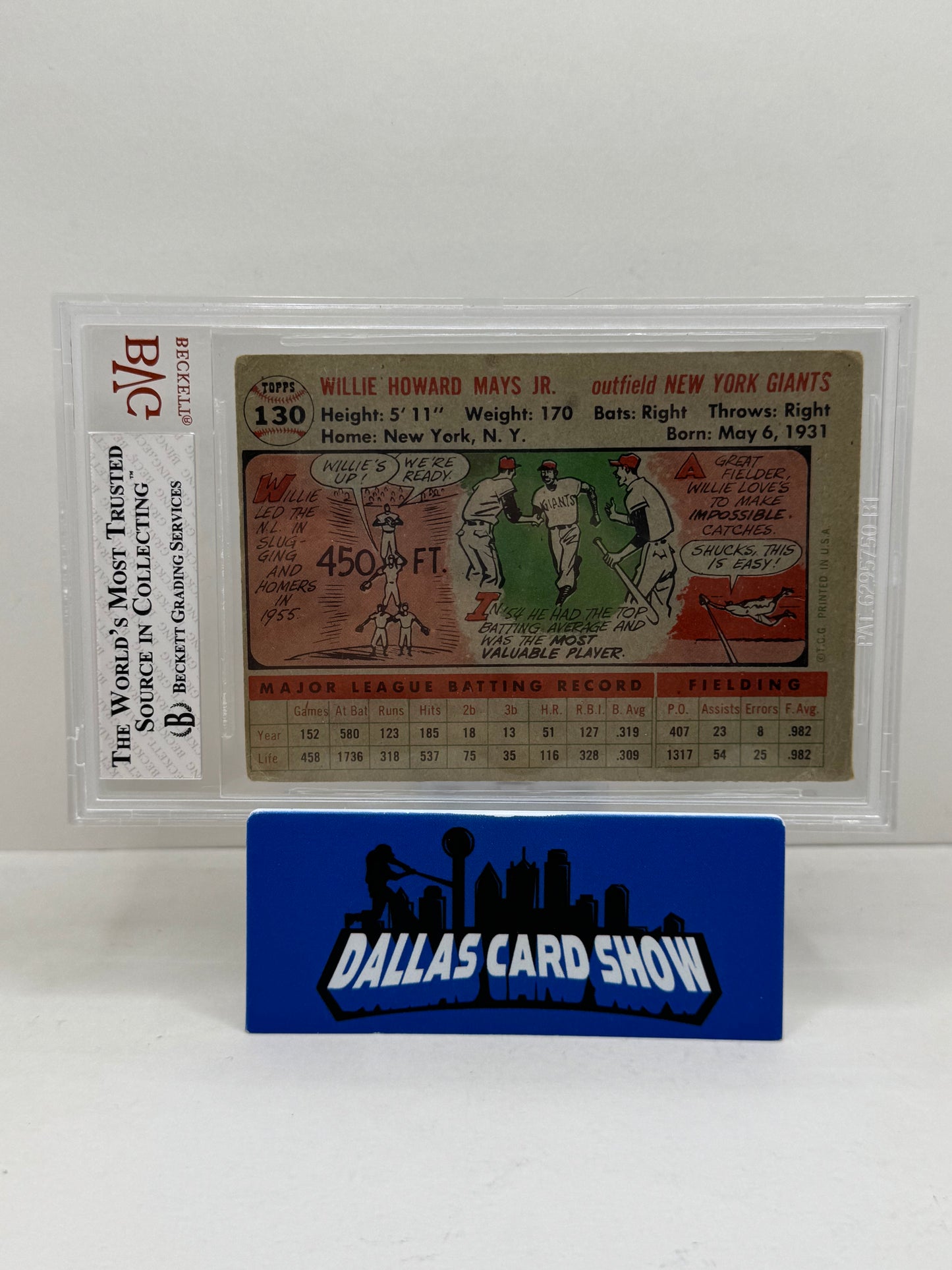 1956 Topps #130 Willie Mays BVG 2