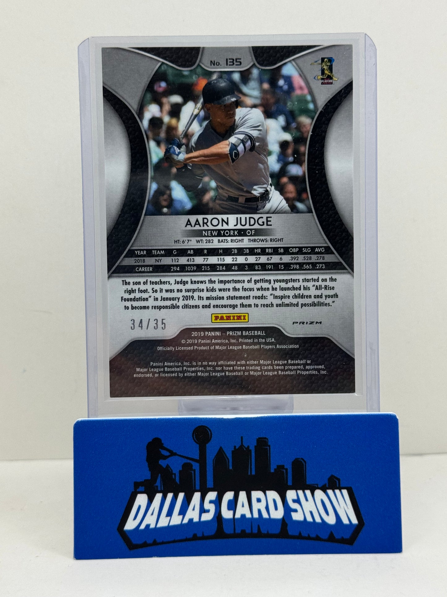 2019 Panini Prizm #135 Aaron Judge Blue Scope /35 New York Yankees