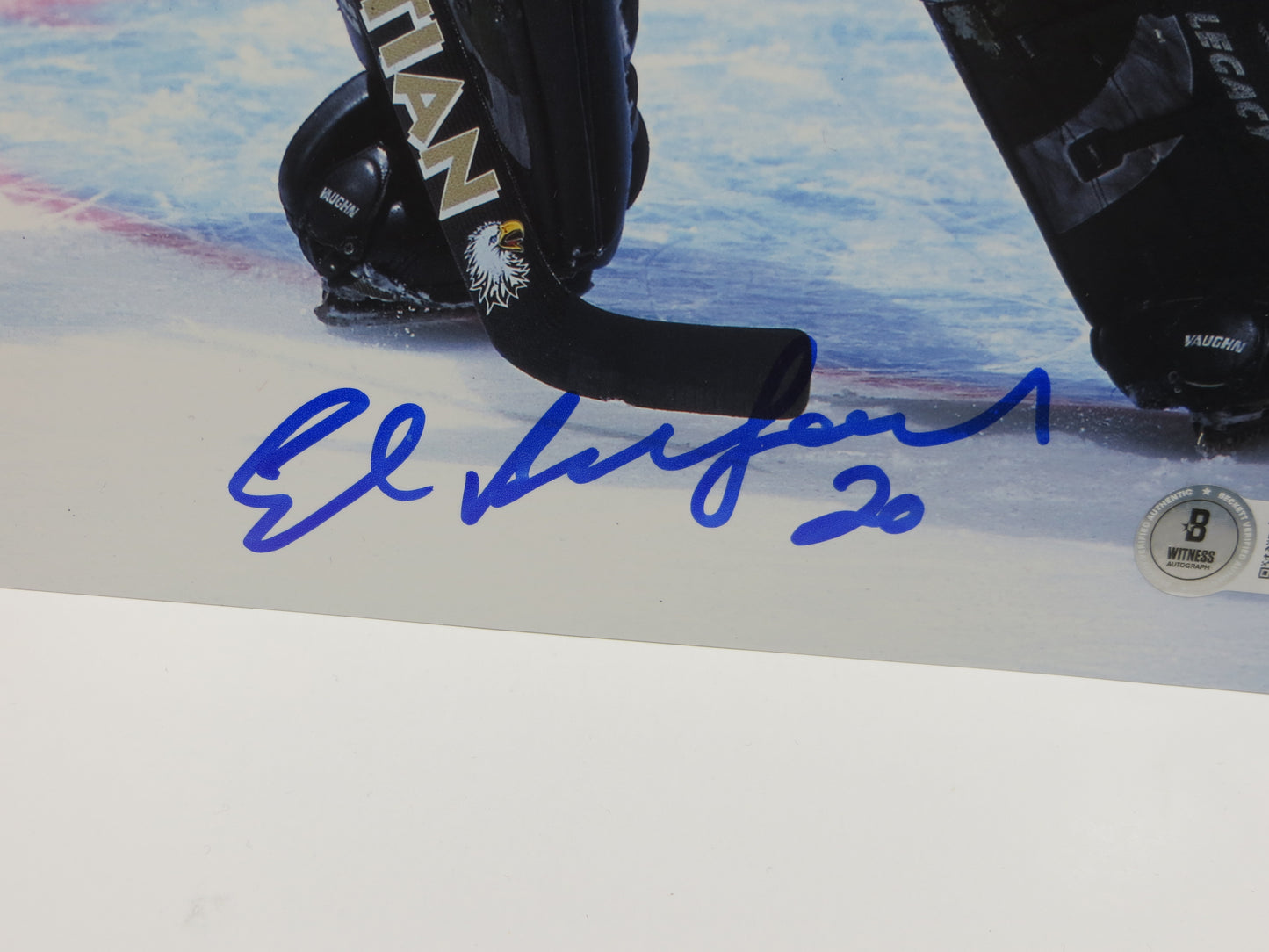 ED BELFOUR Dallas Stars SIGNED In Goal 8x10 PHOTO Leafs Blackhawks BAS COA