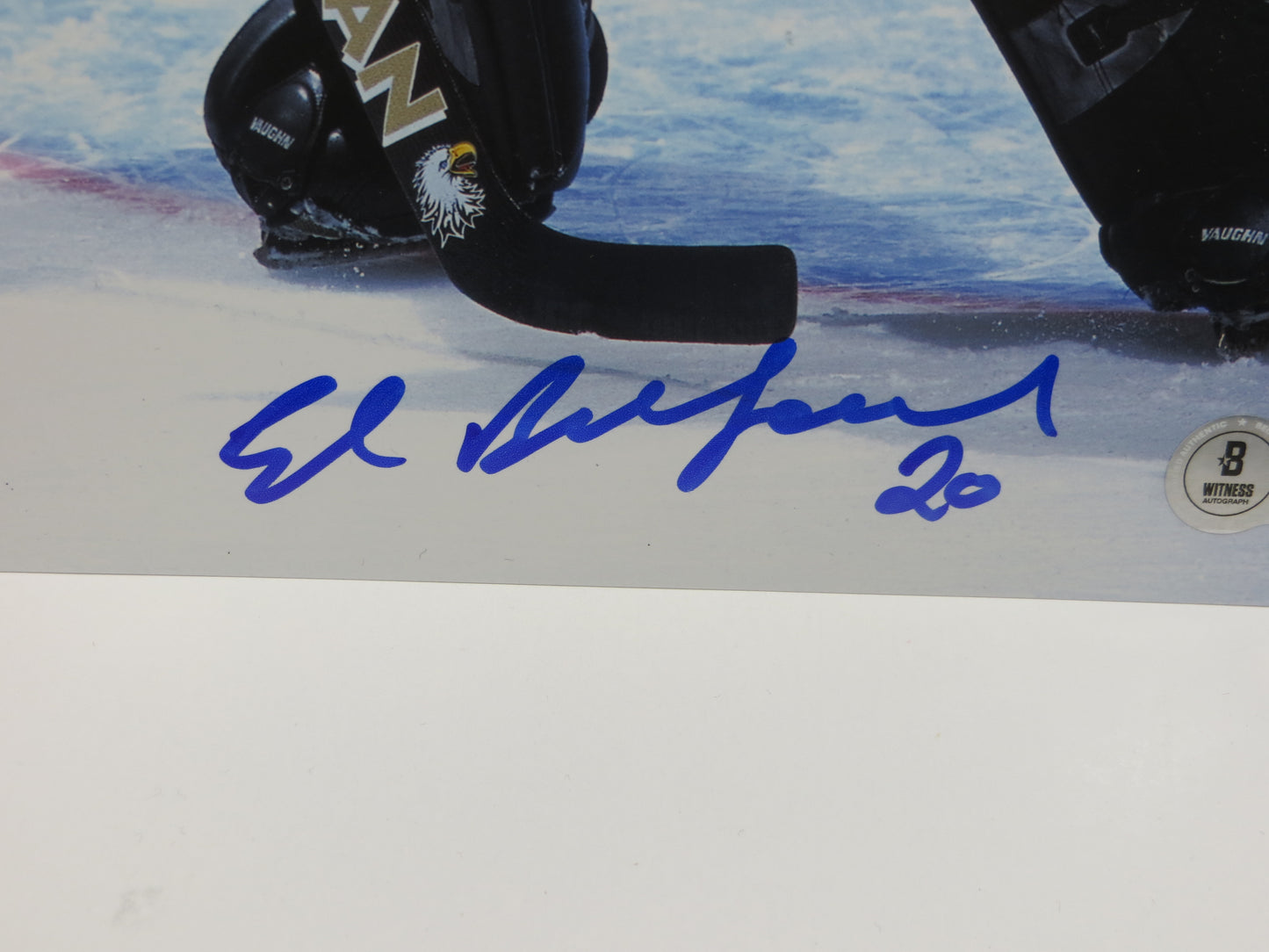 ED BELFOUR Dallas Stars SIGNED In Goal 8x10 PHOTO Leafs Blackhawks BAS COA