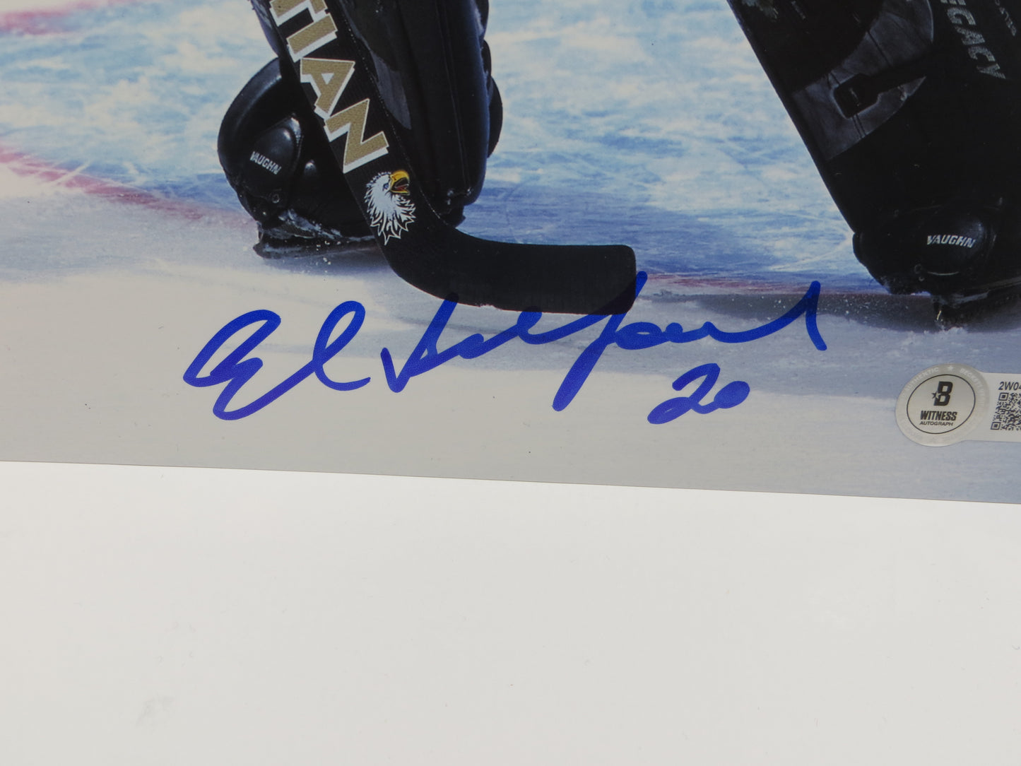 ED BELFOUR Dallas Stars SIGNED In Goal 8x10 PHOTO Leafs Blackhawks BAS COA