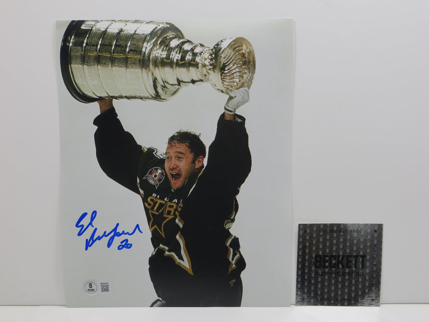 ED BELFOUR Dallas Stars SIGNED STANLEY CUP 8x10 PHOTO Leafs Blackhawks BAS COA