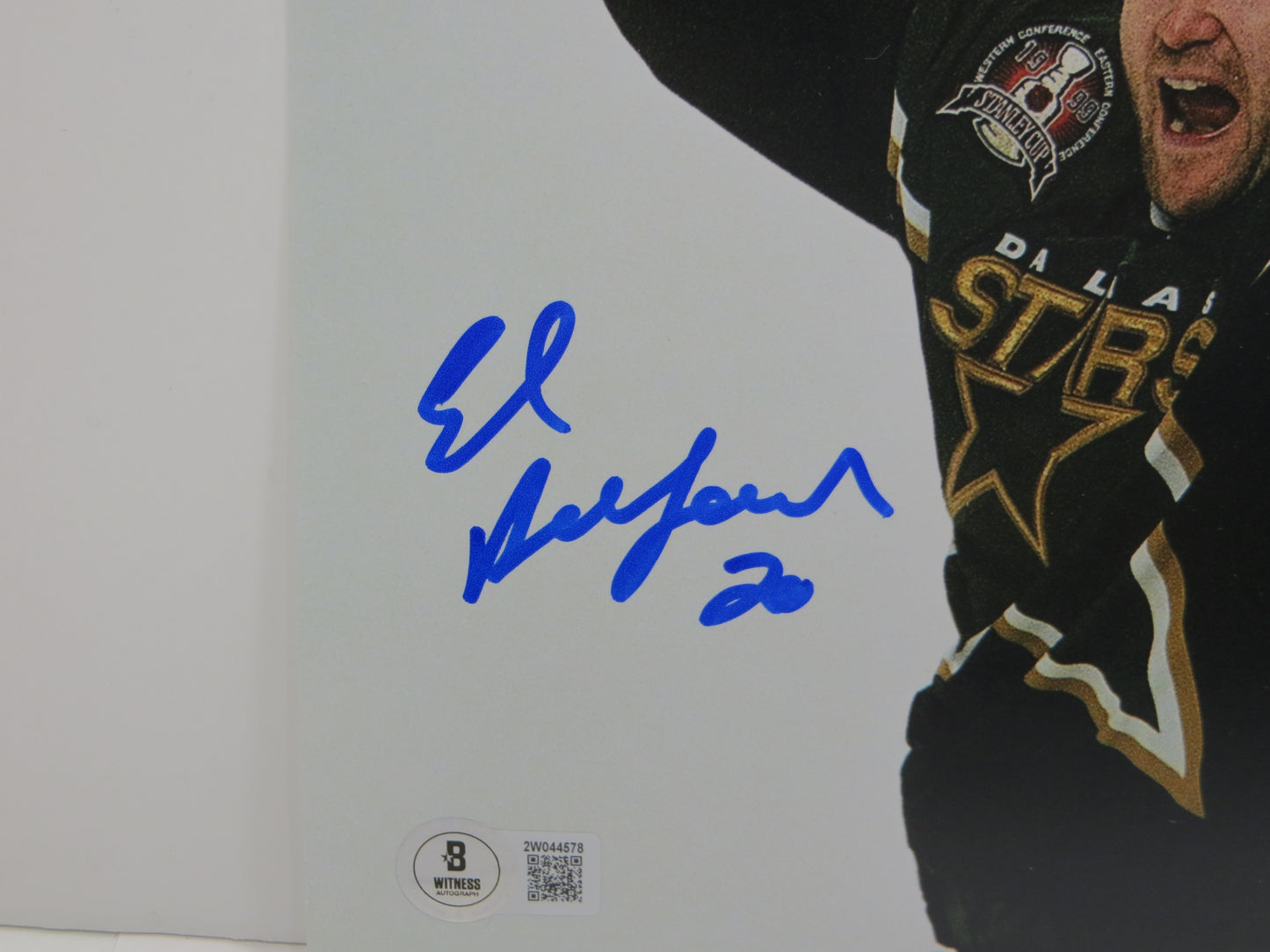 ED BELFOUR Dallas Stars SIGNED STANLEY CUP 8x10 PHOTO Leafs Blackhawks BAS COA